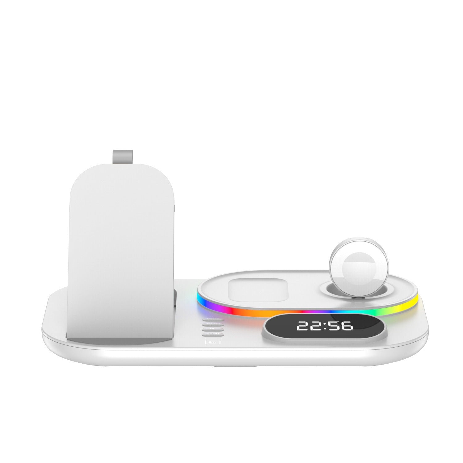 15W 4-in-1 Wireless Charger with Clock & RGB Lights for iPhone, Samsung, AirPods, Apple Watch