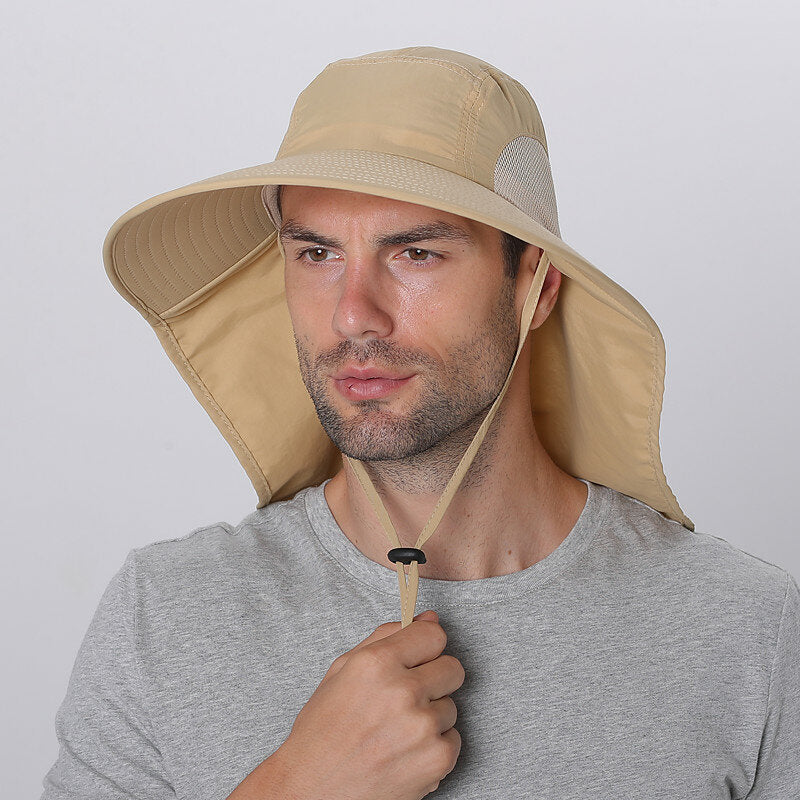 Folding Fishing Hat Wide Brim UPF50+ Breathable Quick Dry Sun Cap with Neck Flap Hunting Climbing Camping