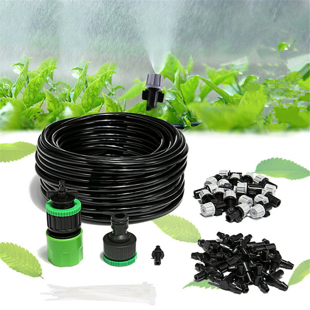 20m 66 Inch Spray Hose and 20pcs Sprinkler Nozzle Garden Patio Water Mist Coolant System