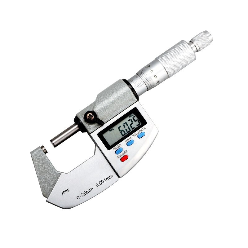 0-25mm 0.001mm Digital Micrometer Spiral Micrometer Spiral Electronic Outer Diameter Thickness Gauge IP65 Waterproof Digital + Scale Display