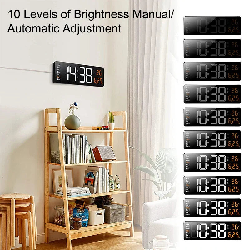 16-Inch LED Digital Wall Clock with Remote, Auto Brightness, Temperature, Date, Week Display - Ideal for Home, Office, Classroom