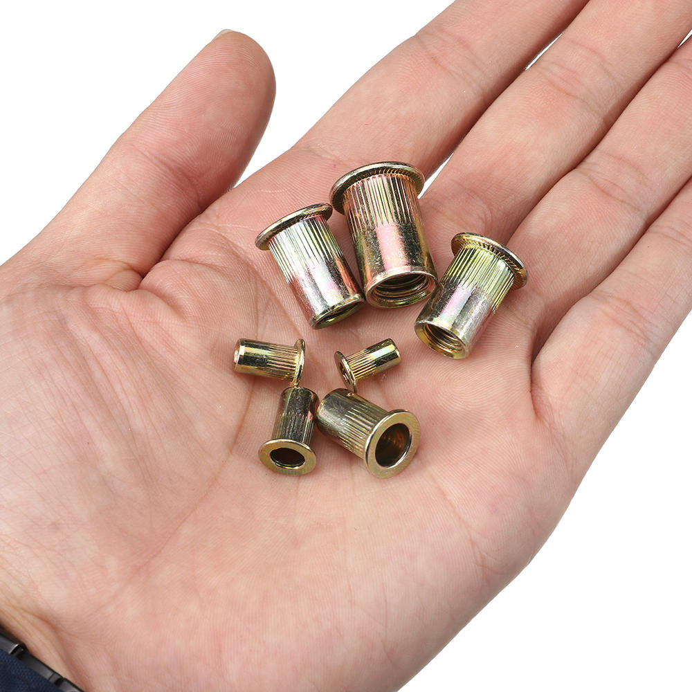 300Pcs Mixed Steel Rivet Nut Rivnuts Blindnuts Nutserts M3-12mm Nut Insert Rivet Assortment Kits