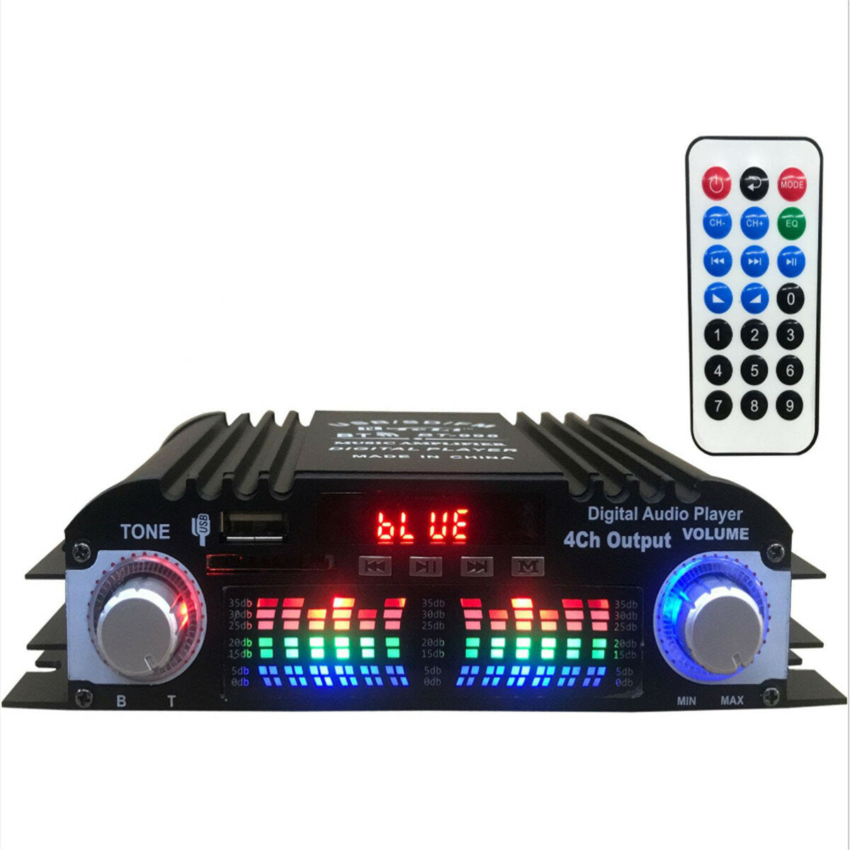 12V Car Mini HIFI Digital bluetooth Audio Power Amplifier Four Channel Output with Remote Control