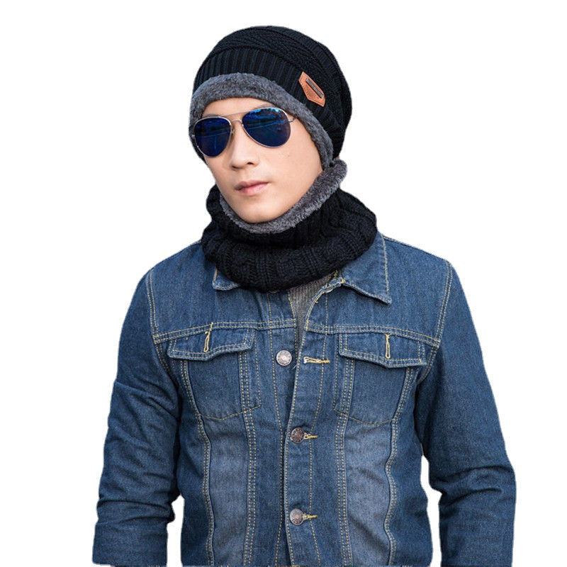 Outdoor Sports Bike Hat Winter Warm Knitted Baggy Beanie Cap Scarf Set