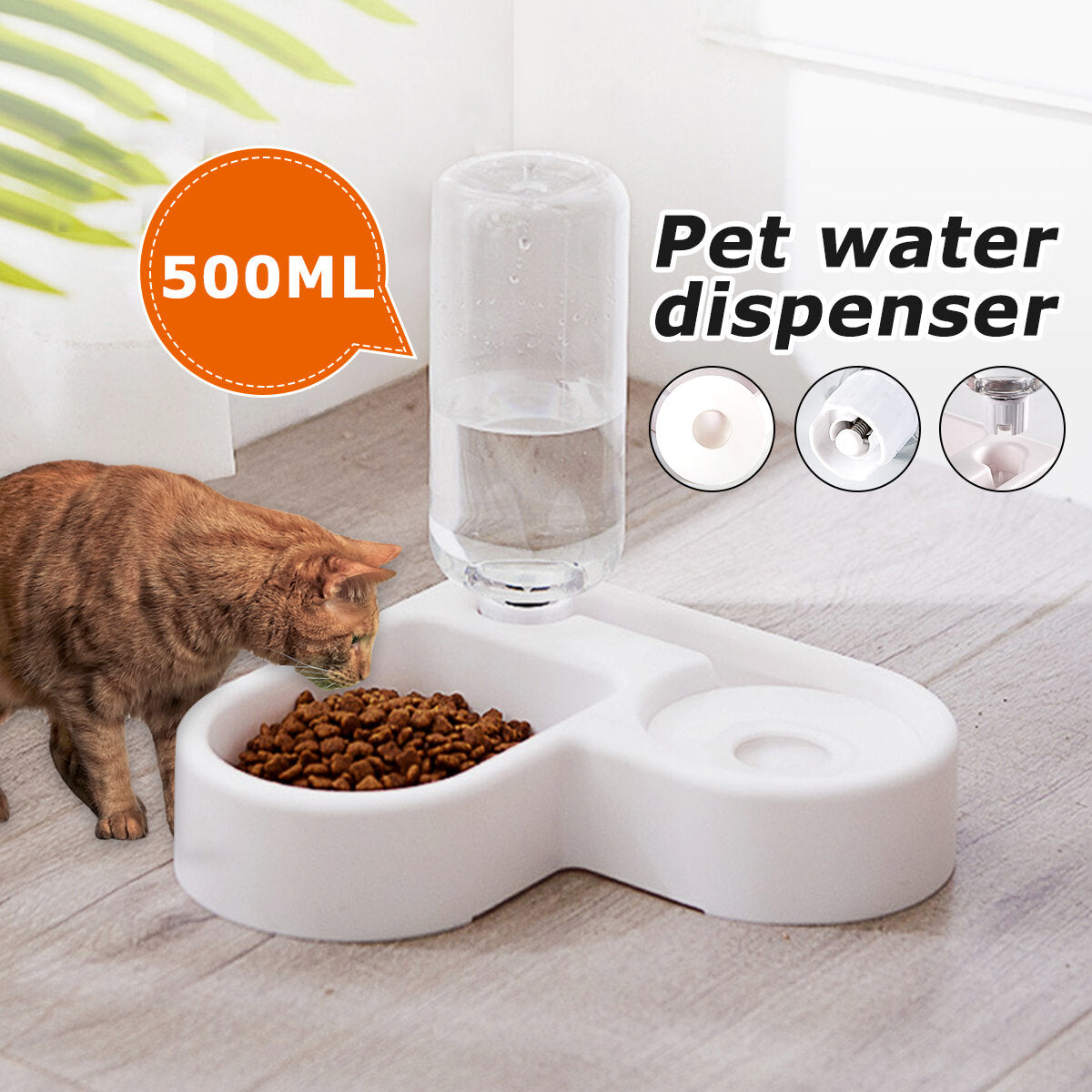500ml Pet Water Drinker Dispenser Heart-shaped Automatic Dog Cat Feeder Waterer Bowl Bottle