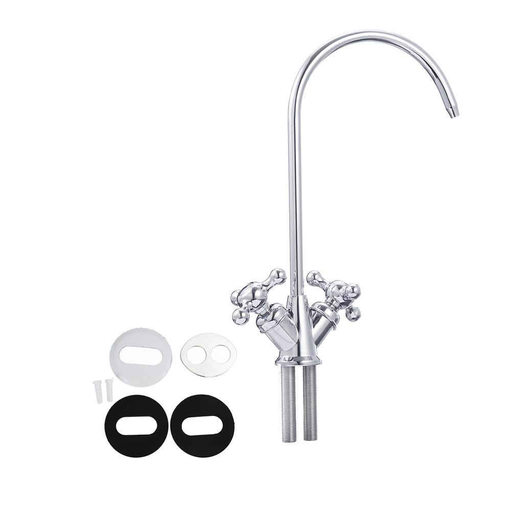 304 Stainless Steel Reverse Osmosis Three Forks Mixer Tap 360 Degree Swivel Spout Gooseneck Drinking Water Filter Faucet