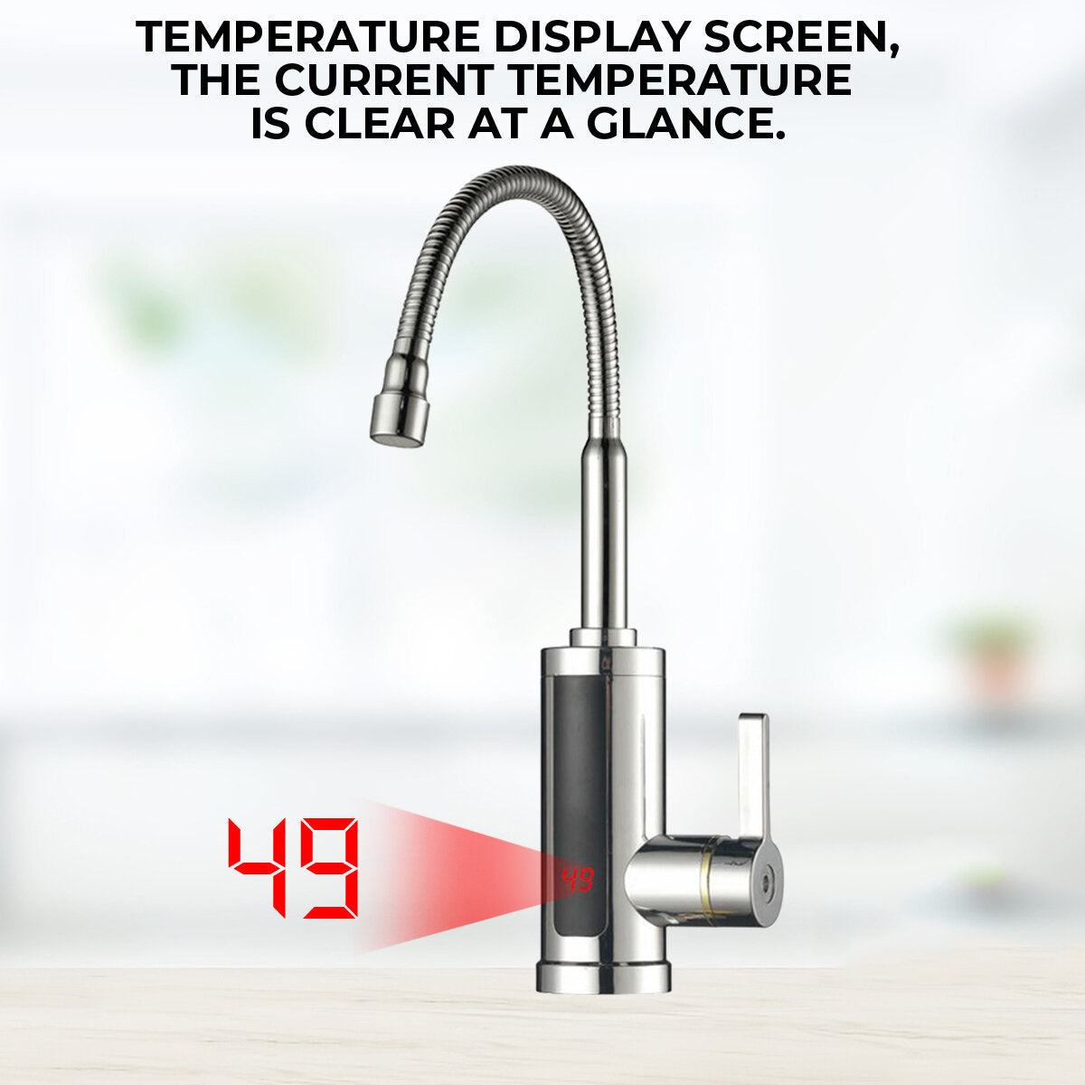 Electric Heating Faucet 2S Heating LED Ambient Light Temperature Display Instant Hot Water Tap3300W