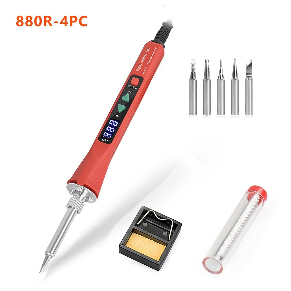 110V/220V 80W LED Digital Electric Soldering Iron with 5PC Welding Tips Soldering Tool Temperature Regulating Welding Iron