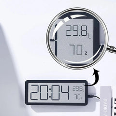 LCD Digital Wall Clock with Temperature, Humidity, and Time Display - Battery Powered Desktop Clock