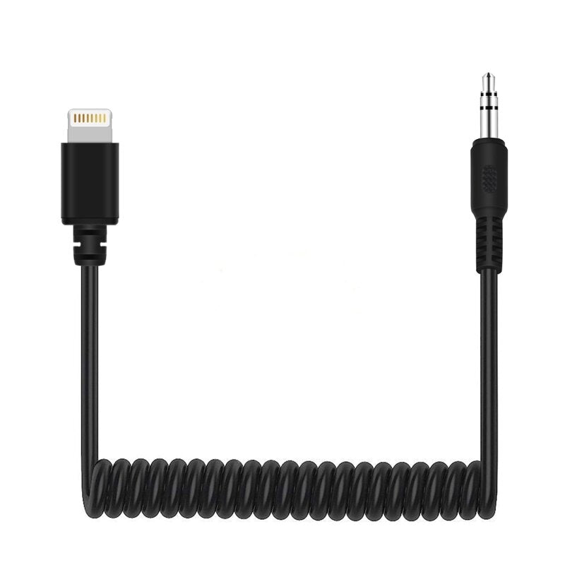 TRRS Male to 8 Pin Live Microphone Audio Adapter Spring Coiled Cable for 3.5mm DJI OSMO Pocket Smartphones Cable Stretching to 100cm
