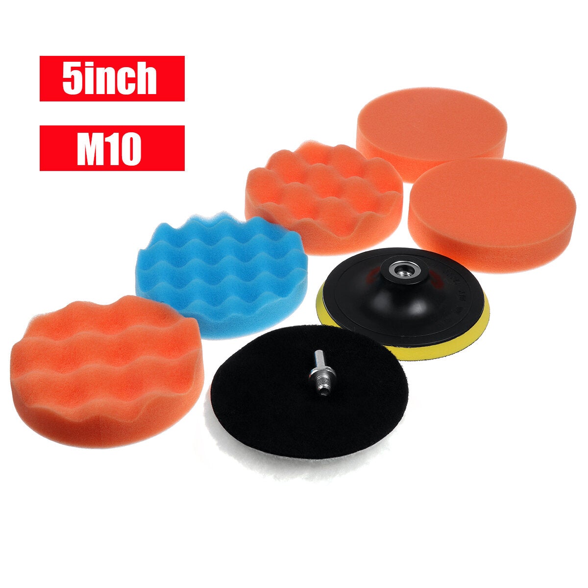 8pcs 3/4/5/6/7 Inch Car Polishing Buffing Pad with Drill Adapter Hand Buffer Set