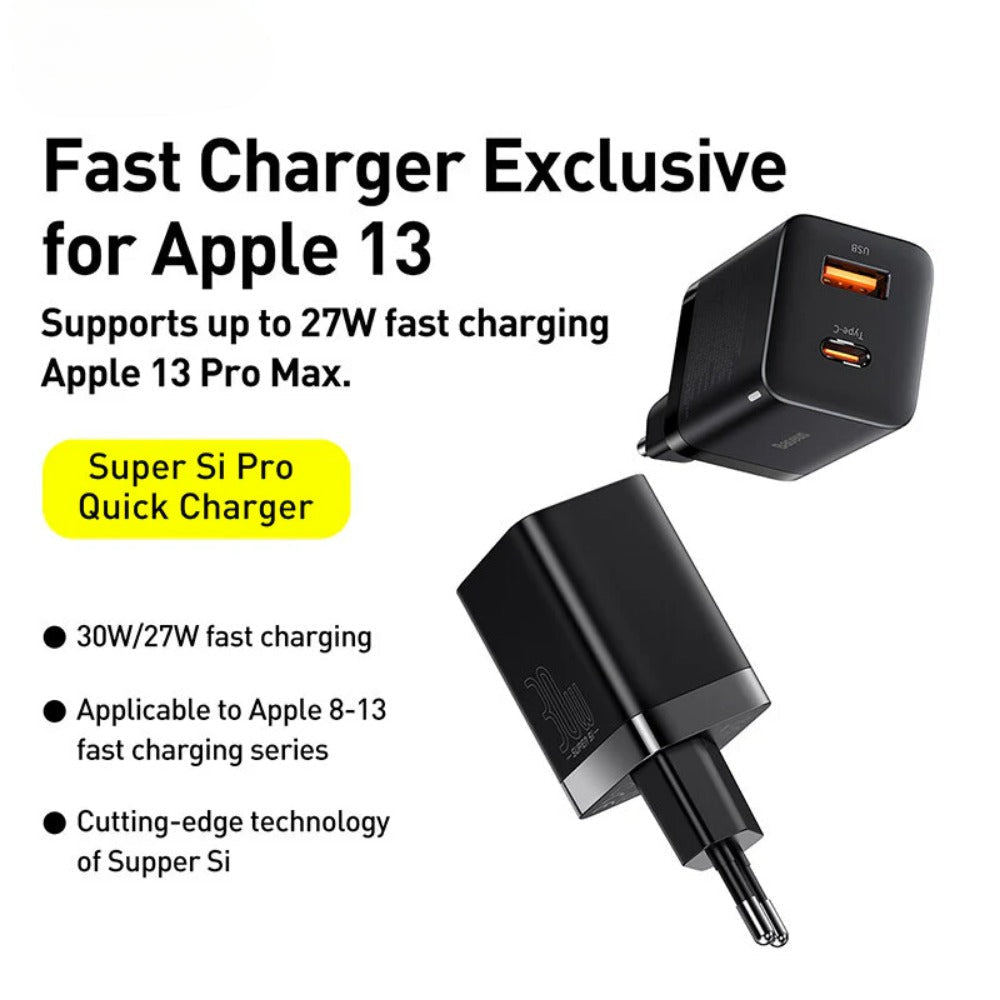 30W Dual-Port USB PD Charger, Fast Charging Adapter for iPhone, Hui, Samsung, Xiaomi