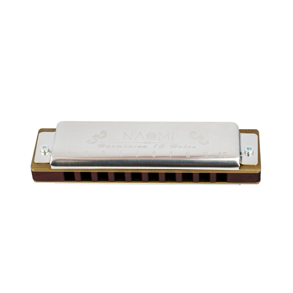 Blues Harmonica Mouth Organ 10 Hole C Key Brass Reeds Diatonic Sandalwood Harmonica Solo Performance