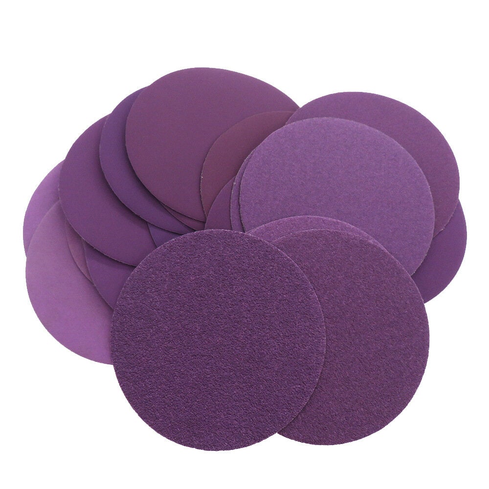 100pcs 4 Inch 100mm 80 Grit Purple Sanding Disc Waterproof Hook Loop Sandpaper for Metal Wood Car Furniture Polishing