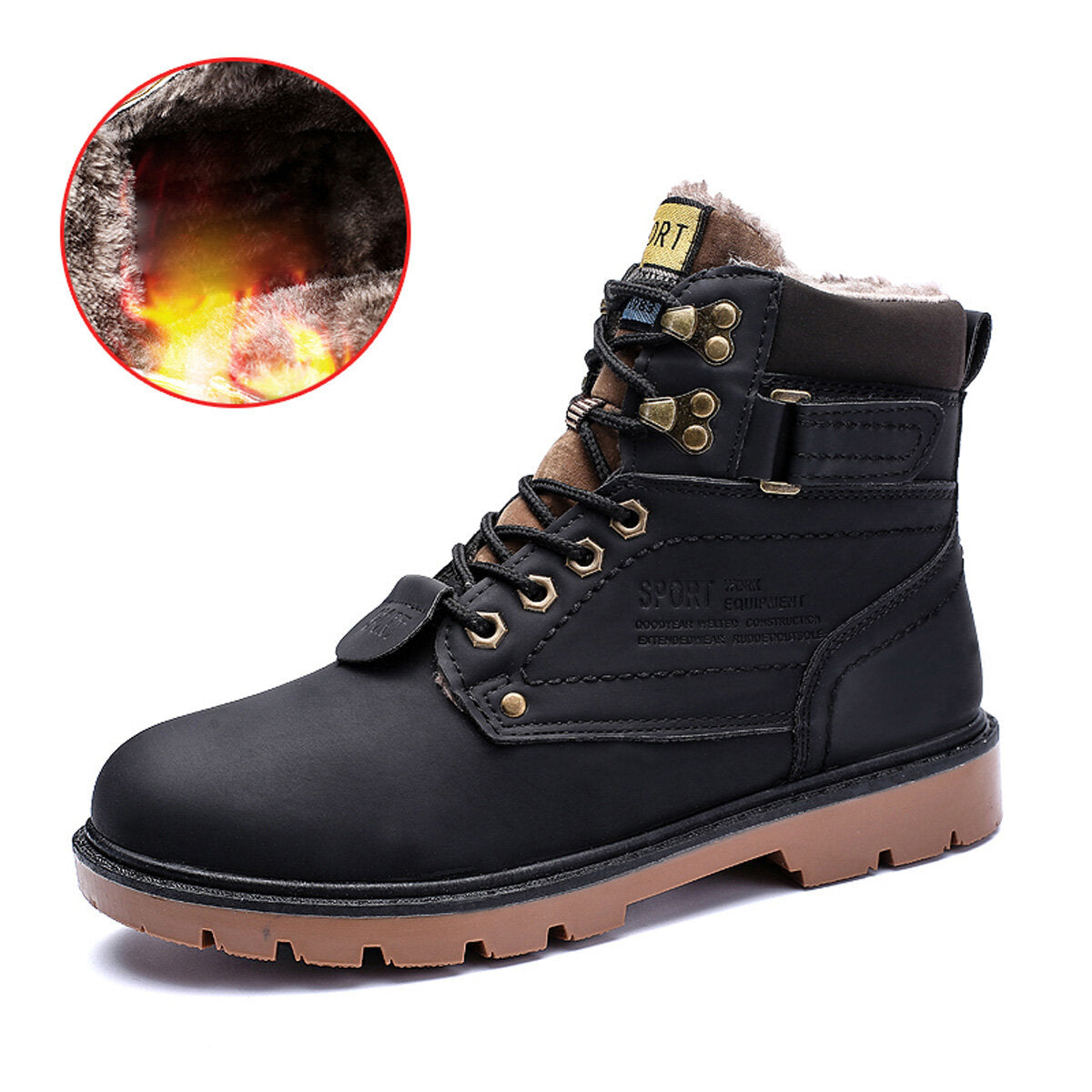 Winter Men's Work Snow Boots Keep Warm Shoes Camping Waterproof Hiking Outdoor Sneakers