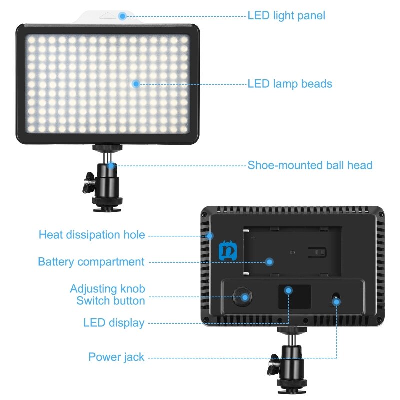 LEDs 12W 3300-5600K Dimmable Studio Light Video & Photo Light