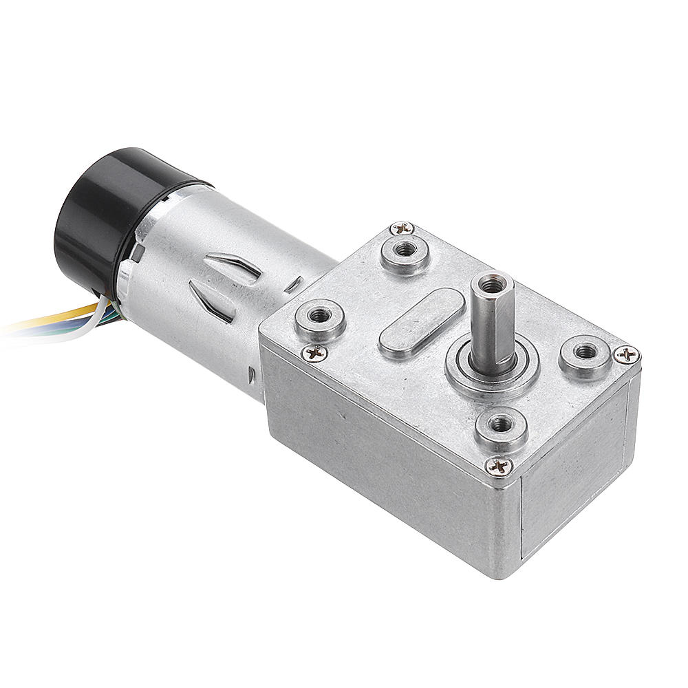 DC 12V 10/30/90/150RPM Motor Reduction Gear Turbine Worm Self-locking Encoder Signal Feedback Motor