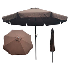 10ft Patio Umbrella Market Round Umbrella with Crank and Push Button Tilt for Garden Backyard Pool Shade Outside