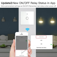 WiFi Smart Light Switch RF433 No Neutral Wire Single Fire Tuya App Control Works with Alexa Google Home,220V
