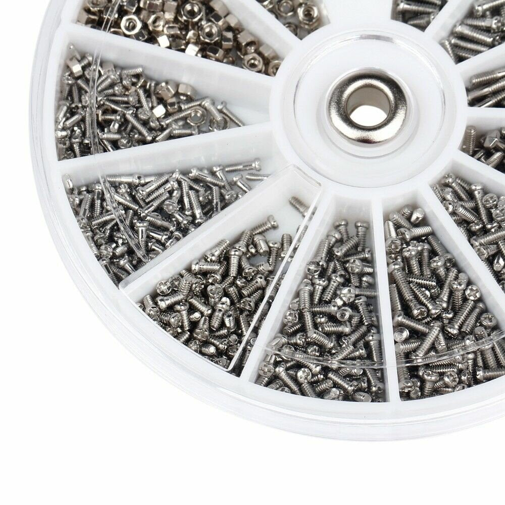 1000pcs Stainless Steel Small Screws Nuts Assortment Kit Repair Part Tools For Watch Eye Glasses Clock