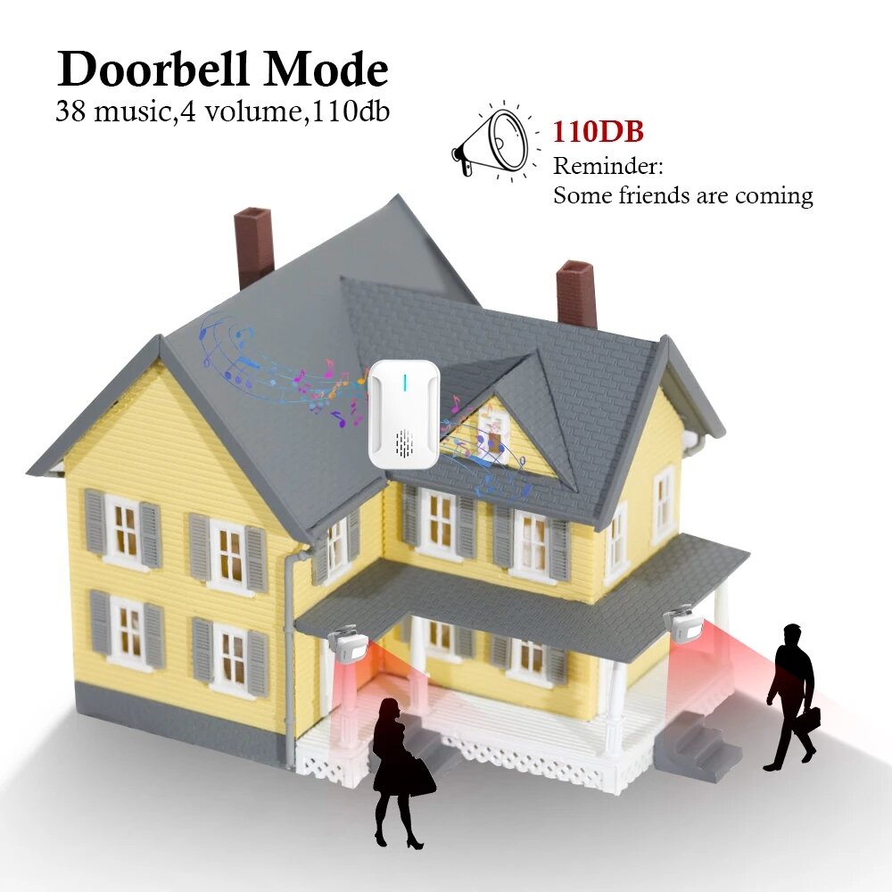Wireless Welcome Alarm Doorbell IR Infrared Detector Induction Home Door Bell