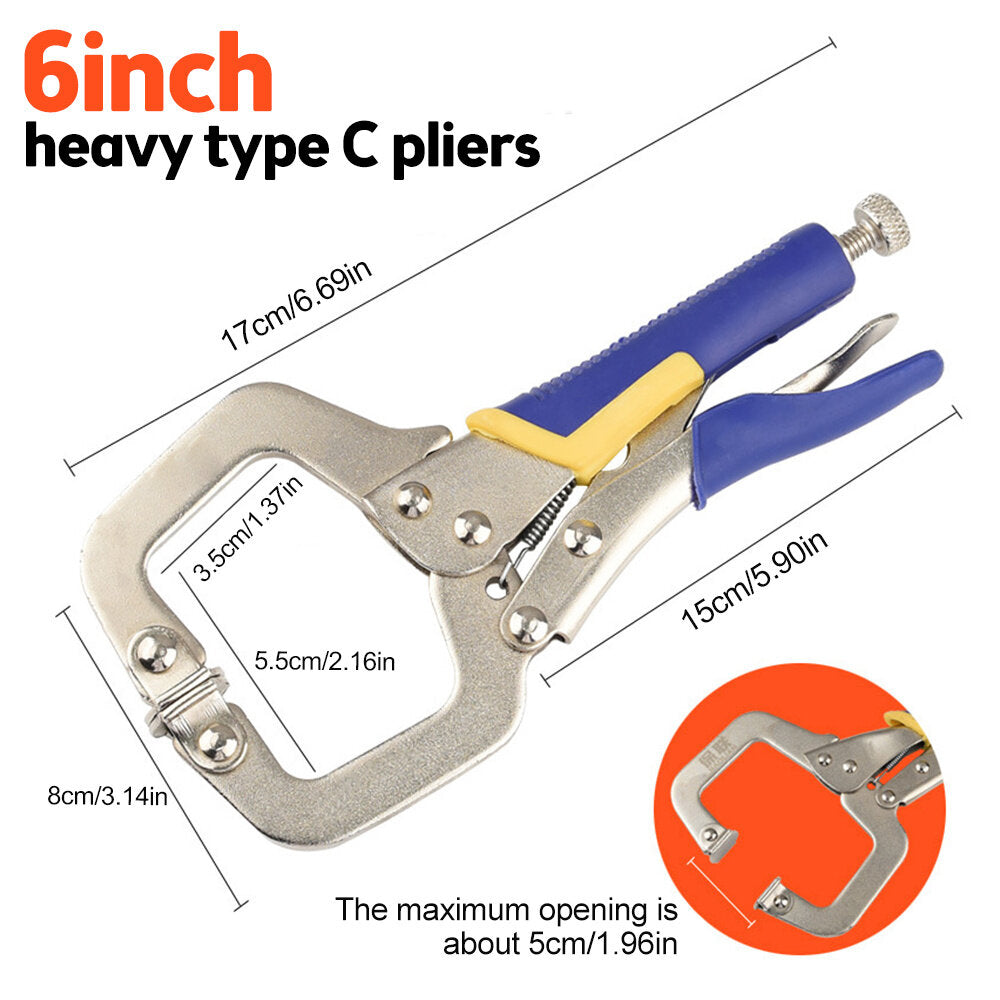 Heavy Duty C Clamp Pliers with Swivel Pads for Woodworking and Welding