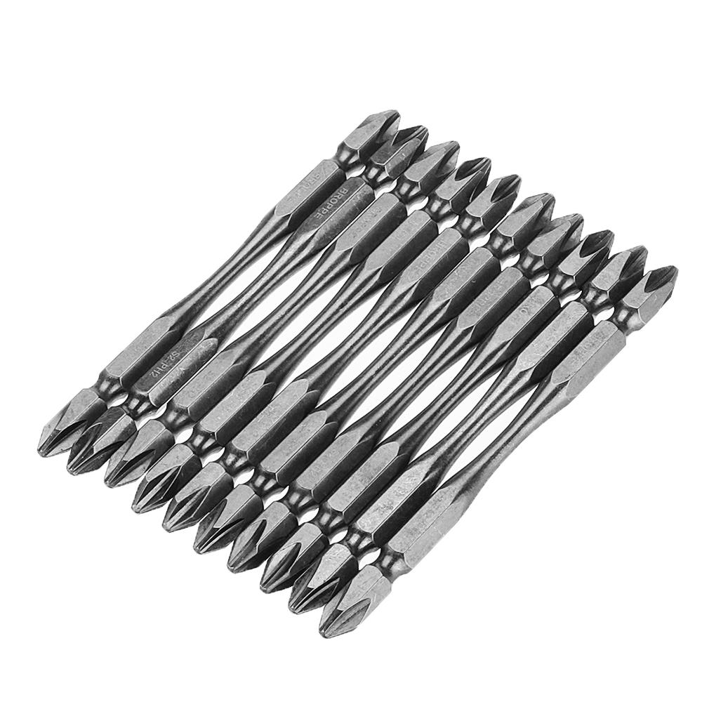 11pc 100mm PH2 S2 Alloy Steel Magnetic Double Head Electric Screwdriver Bit Set with B Type Magnetic Ring