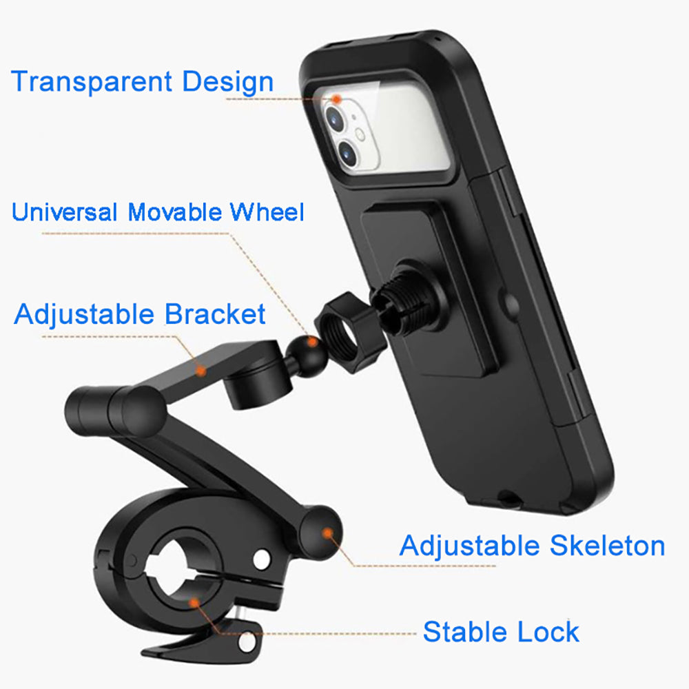 Universal Folding Motorcycle Phone Holder 360 Rotatable Waterproof Bike Handlebar Magnet Stand For 6.7inch Mobile Phone Mount Bag