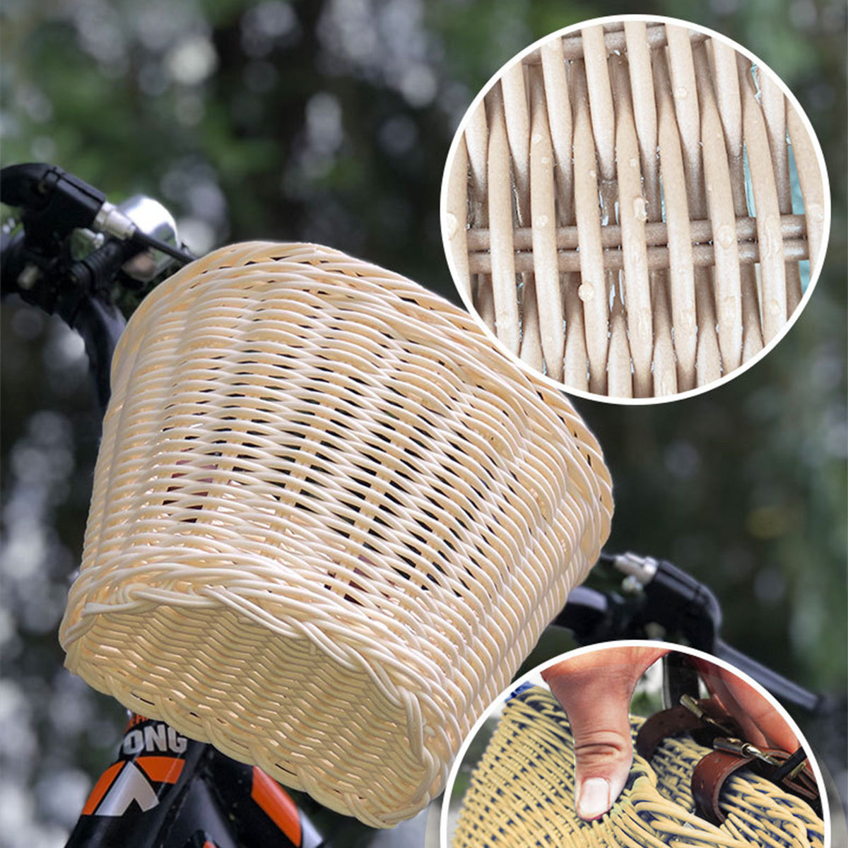 Kids Children's Rattan Bicycle Bike Front Basket Leather Strap Shopping Storage Case Kids Bike DIY Accessories