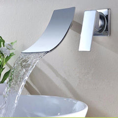 Wall Mount Waterfall Mixer Tap Chrome Bathroom Sink Faucet Modern Basin Brass