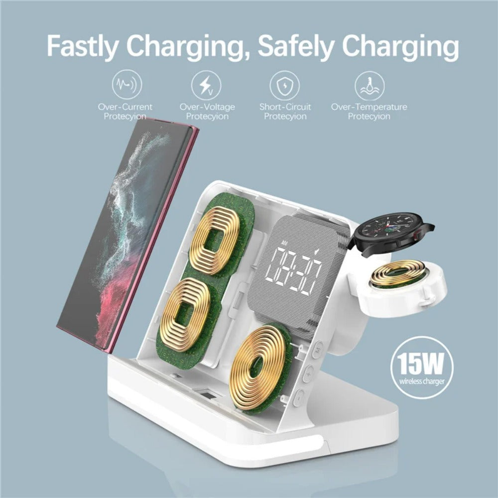 6-in-1 Wireless Charger Stand for iPhone, Samsung, Galaxy Watch, Buds, Fast Charging