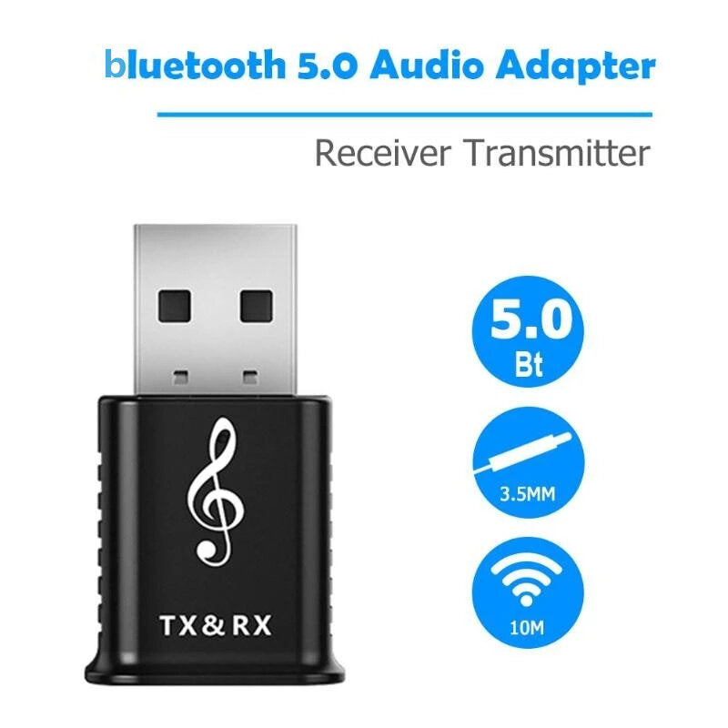 bluetooth 5.0 USB Receiver Transmitter Wireless Computers Audio Adapter Dongle for Headset/Speaker/Receiver CD Player