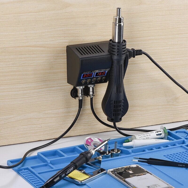 2 in 1 750W 220V/110V Soldering Station Hot Air Gun Heater LCD Digital Display Soldering Iron Welding Rework Station