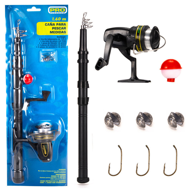 1.6/1.8/2.1m Telescopic Fishing Rod Set Combo 3.3:1 Spinning Reel with Screw Float Fishing Hooks Fishing Tool Set