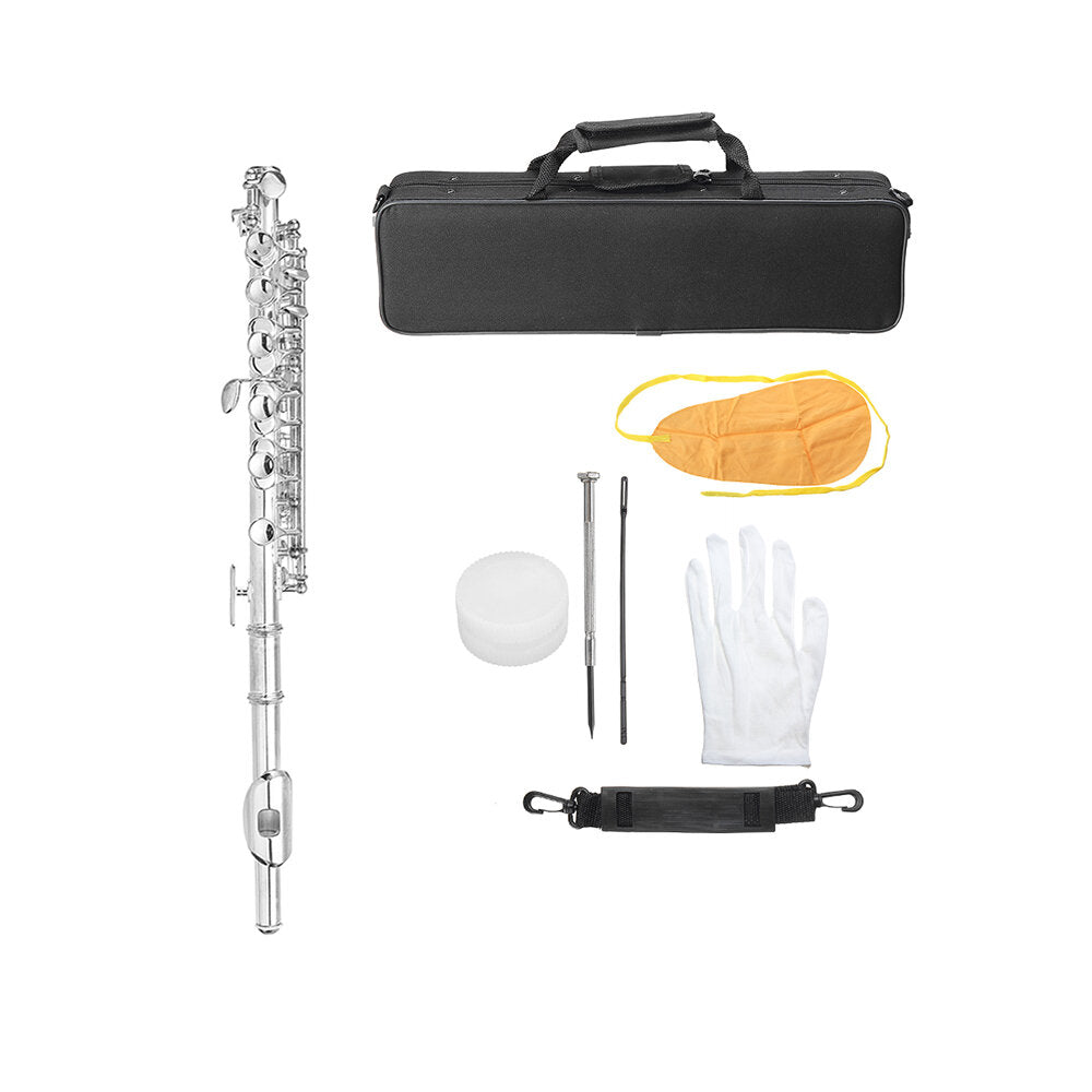 Excellent Nickel Plated C Key Piccolo W/ Case Cleaning Rod And Cloth And Gloves Cupronickel Piccolo Set