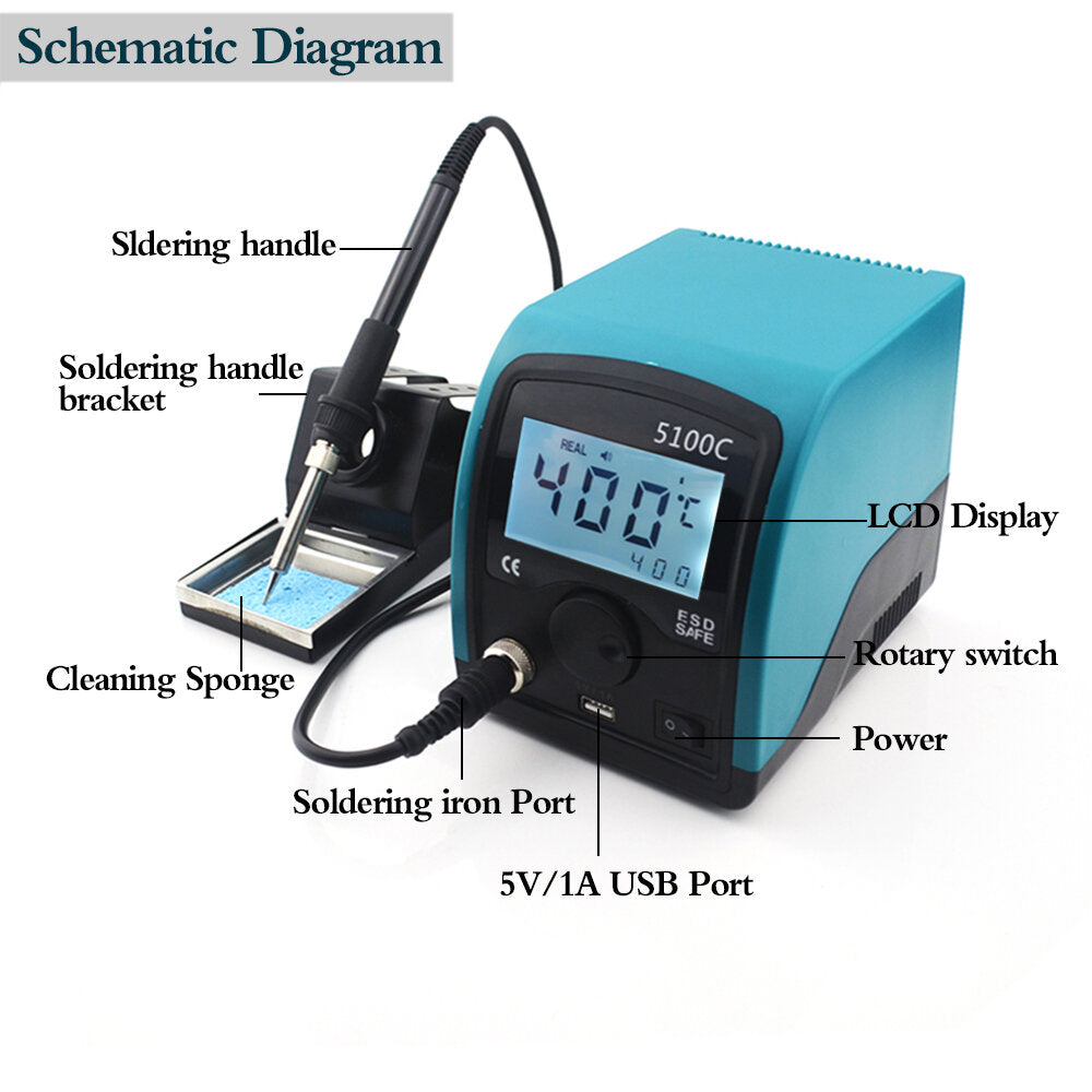 75W LCD Smart Lead-free Soldering Station Constant Temperature Digital Welding Soldering Iron With USB interface