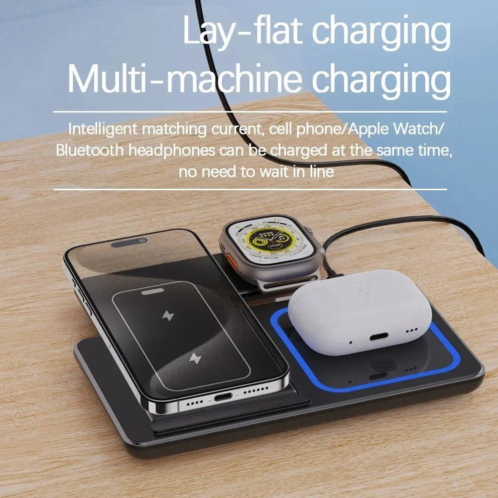 3-in-1 Fold-able Wireless Charger Stand for iPhone, iWatch, AirPods Pro