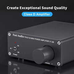 100W 2 Channel Amplifier Stereo Audio Amp Mini Hi-Fi Class D Integrated TPA3116 for Home Speakers, with 19V 4.74A Power Supply