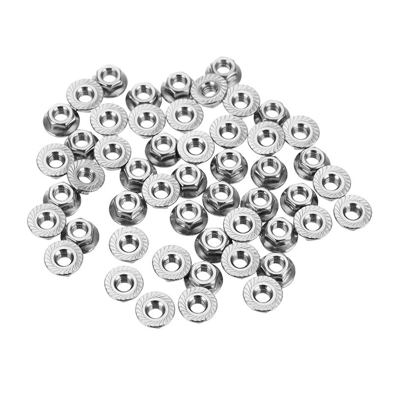 M4SN3 50Pcs M4 304 Stainless Steel Hex Serrated Flange Lock Nuts