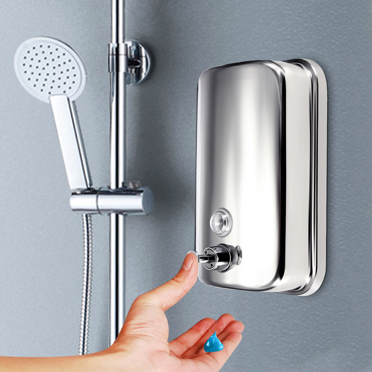 Stainless Steel Wall-mounted Liquid Soap Dispenser Shower Body Wash Shampoo Hand Sanitizer Dispenser Box for Hotel Batehroom Kitchen