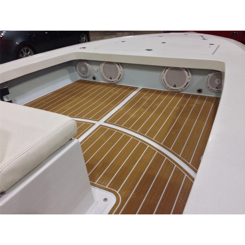 900mmx2400mmx5.5mm Light Brown and White EVA Foam Faux Teak Sheet Boat Yacht Synthetic Teak Decking