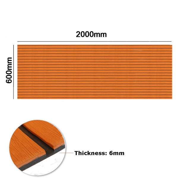 600x2000x6mm EVA Foam Sheet Orange with Black line Teak Synthetic Boat Decking Pad