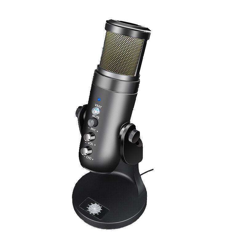 Condenser Wired Microphone RGB Light Mic for PC Laptop Live Broadcast Game Conference