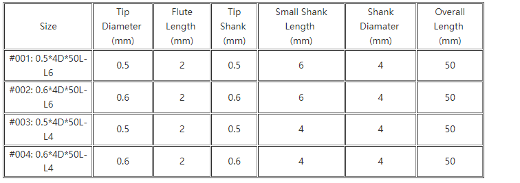 0.5/0.6mm 2 Flutes 50mm Long Neck End Mill HRC60 CNC Deep Notch Cutter Milling Router Bit