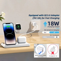 3-in-1 Wireless Charger for iPhone, AirPods, Apple Watch - 20W Fast Charging Stand