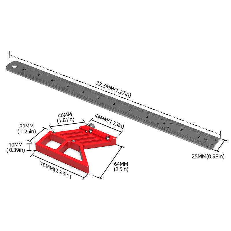Multifunctional Woodworking Scribe and Marking Gauge - 45/90 Degree Angle Ruler