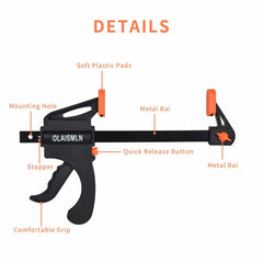 4PC F-Bar Clamps, 4" Quick Release Woodworking Grip & Ratchet Tool Kit