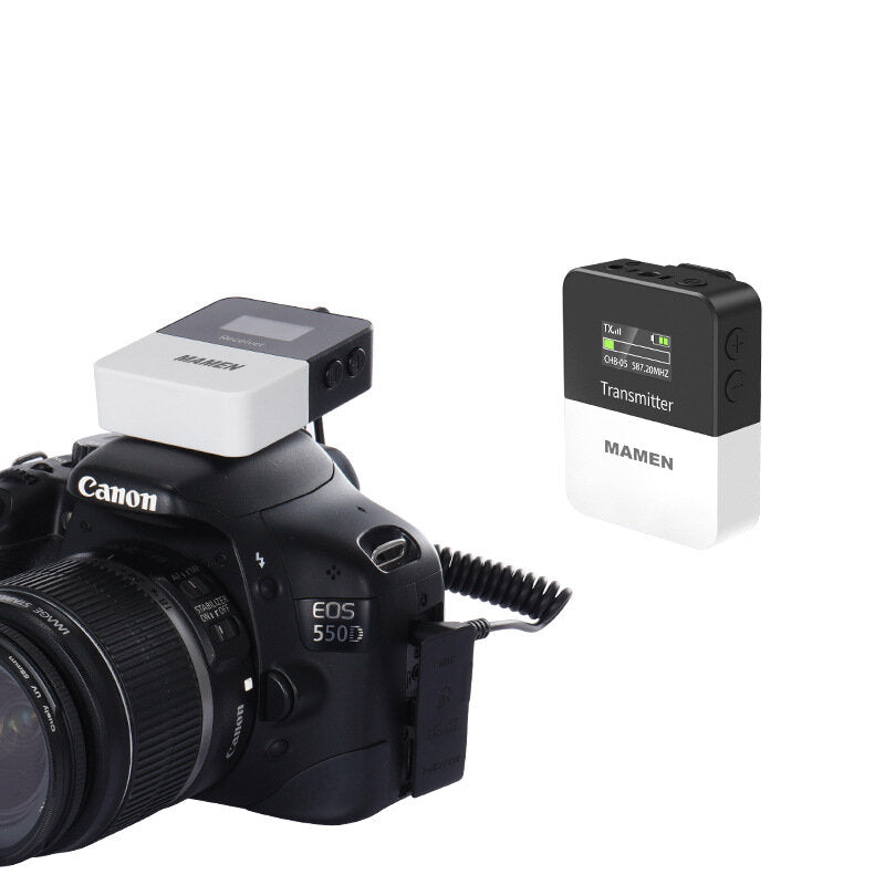 UHF Wireless Microphone System Lavalier Mic with Transmitter for SLR Camera Smartphone Video Interview Record