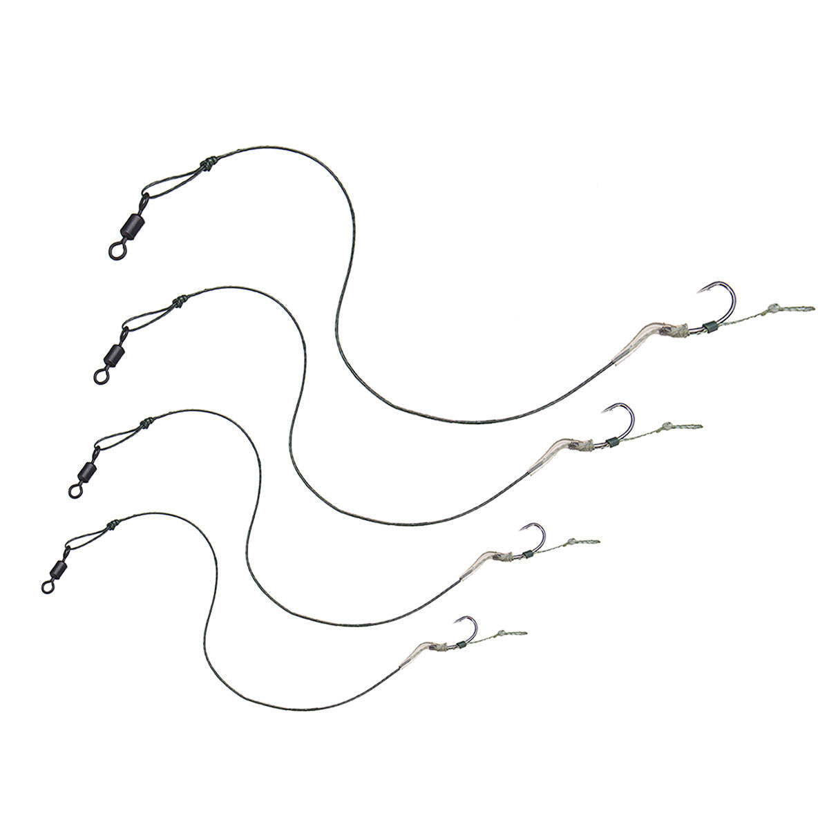 2PCS 2 4 6 8# High Carbon Steel Elastic Rigs Fishing Hook Freshwater Sea