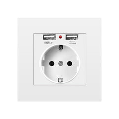 16A 250V USB Power Socket Wall Socket EU Standard with 2 USB Ports Power Panel Smart LED On Off Power Outlet